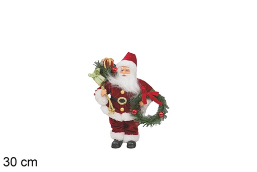 [117499] Papa Noel vestido rojo con corona y regalo 30 cm