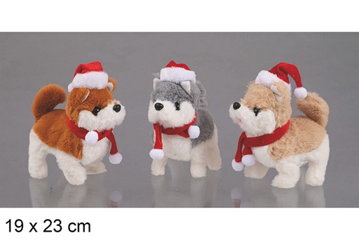 [117505] Peluche perro con gorro ladra y camina colores surtidos