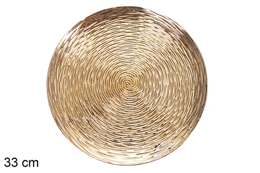 [117525] Round plate gold striated decoration 33 cm