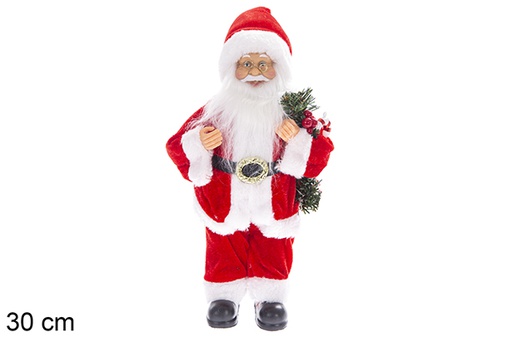 [117532] Papa Noel traje rojo con borde pelos 30 cm  