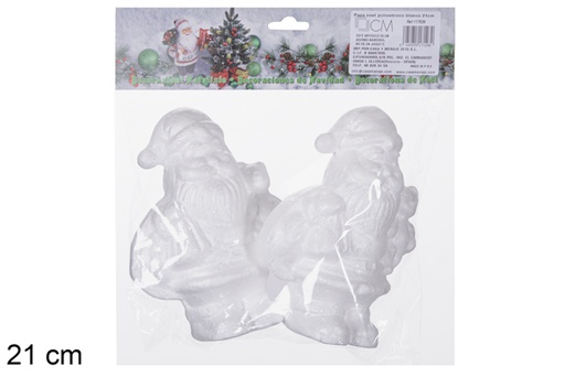 [117539] Pack 2 Babbo Natale in polistirolo bianco 21 cm