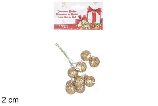 [117564] Ramo com 10 frutas com glitter dourado