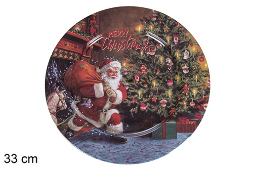 [117574] Piatto tondo in metallo decorato natalizio assortito 33 cm