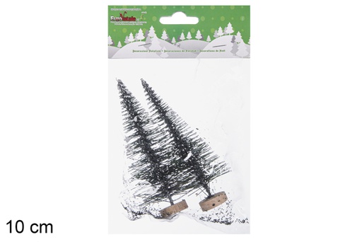 [117581] Pack 2 alberi verdi con base in legno 10 cm