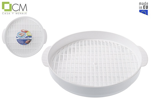 [117607] White round plastic tray for defrosting