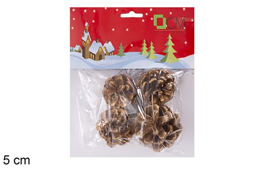 [117624] Pack 4 piñas oro en blister 5 cm