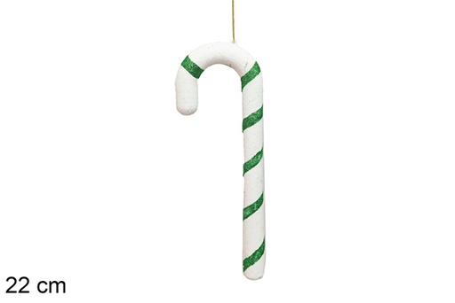 [117691] Bastón Navidad blanco/verde 22 cm 