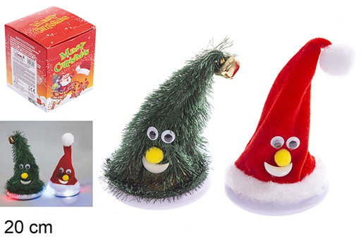 [117717] Assorted hat/tree with movement, music and LED 20 cm