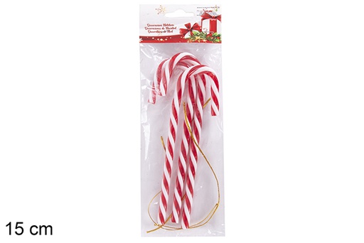 [117734] Pack 3 bastones Navidad blanco/rojo 15 cm