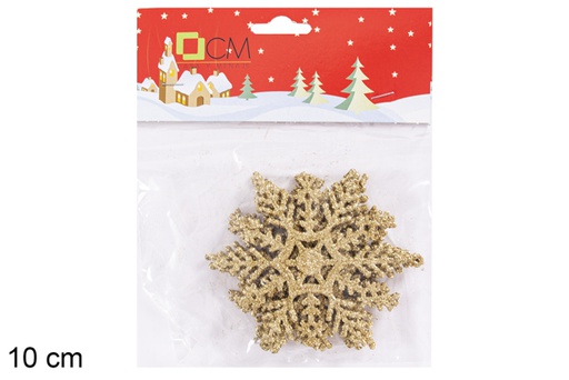 [117742] Pack 4 decoraciones oro purpurina modelos surtidos 10 cm  