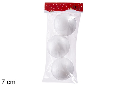 [117744] Pack 3 polystyrene balls Christmas decoration 7 cm