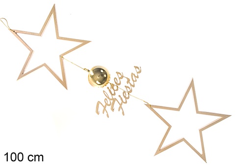 [117752] Gold pendant with stars/balls 100 cm