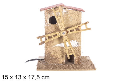 [117885] Moulin à vent électrique pour crèche de Noël assorti 15x13x17,5 cm