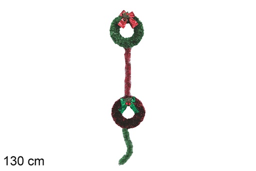 [117888] Colgante de alambre con corona verde y roja 130 cm