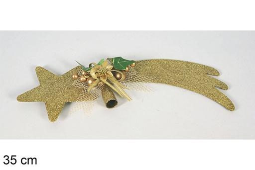 [117901] Gold glitter shooting star tree tip 35 cm