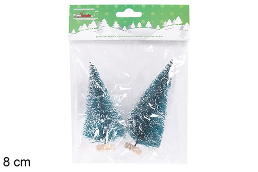 [117921] Pack 2 sapins enneigés verts 8 cm