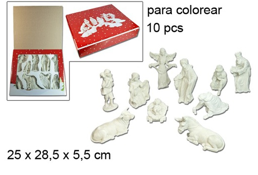 [048914] Pack 10 pieces resin Nativity to paint