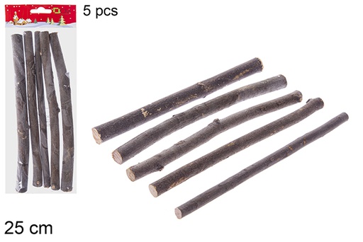 [117974] Pack 5 bûches de bois dans un sachet 25 cm