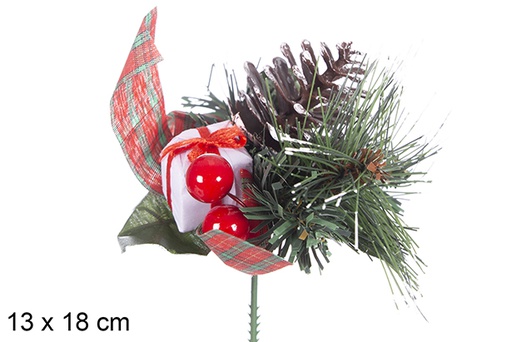 [117999] PVC twigs with golden pine cones 2 assorted balls 13x18 cm