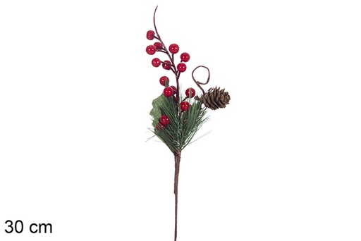 [118004] PVC branch with pineapples and red berries 30 cm