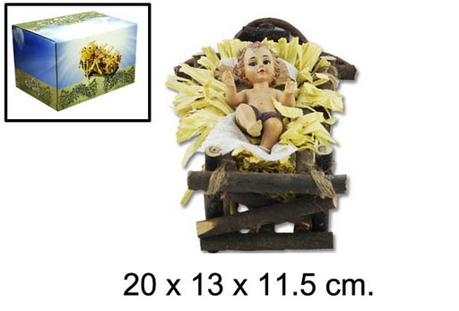 [048920] Niño Jesús en cuna madera 20 cm