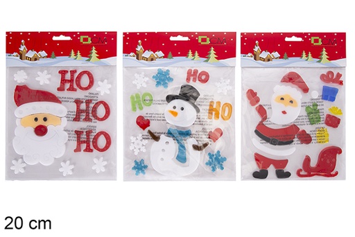 [118041] Christmas window gel sticker assorted 20 cm