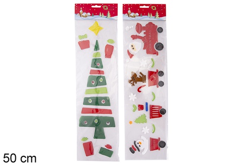 [118042] Christmas window gel sticker assorted 50 cm