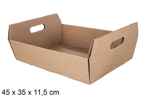 [118056] Corrugated cardboard basket with handles 45x35 cm