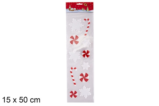 [118149] Snowflake/cane PVC gel adhesive for window 15x50 cm