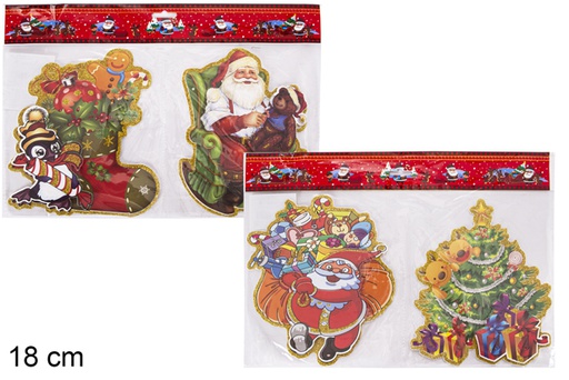 [118158] Pack 2 Christmas window stickers 18 cm