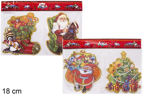 [118158] Pack 2 adhesivos ventana Navidad 18 cm