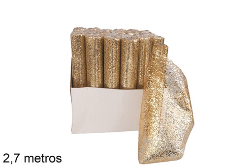 [118166] Gold fabric roll with Christmas sequins 2,7 m.