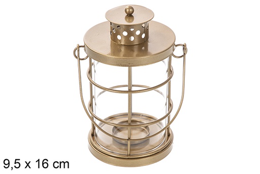 [118168] Golden Christmas metal candle holder 9,5x16 cm