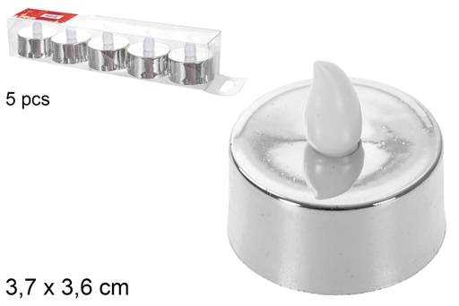 [118206] Pack 5 bougies LED argent 3,7x3,6 cm