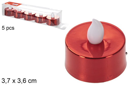 [118207] Pack 5 candele LED rosse 3,7x3,6 cm