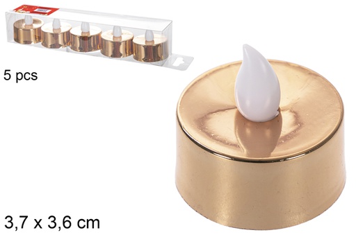 [118209] Pack 5 rose gold LED candles 3,7x3,6 cm