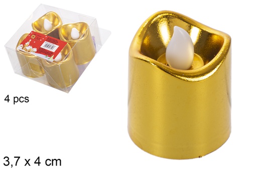[118227] Pack 4 gold LED candles 3,7x4 cm