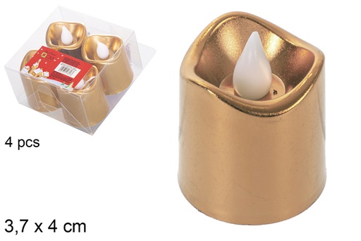 [118233] Pack 4 rose gold LED candles 3,7x4 cm