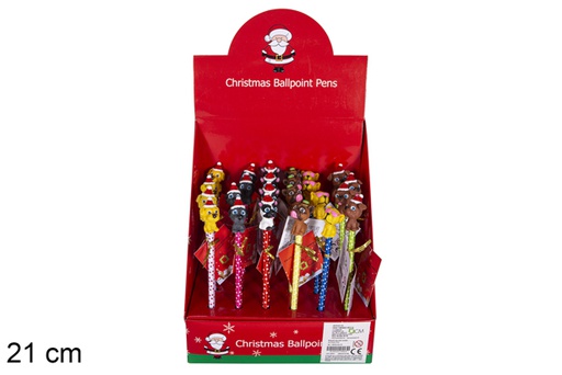 [118258] Christmas decorated pen with circle 21 cm