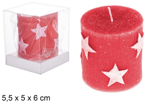 [118286] Red taco candle decorated assorted stars 5.5x.5x6cm
