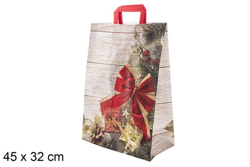 [118290] Sac cadeau de Noël décoré de nœuds 45x32 cm