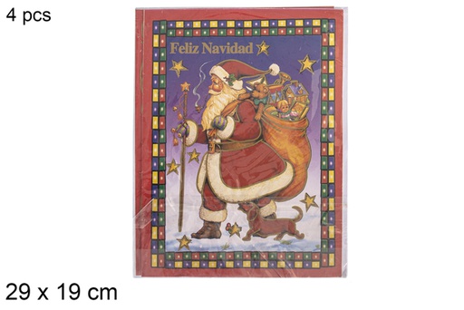 [118312] Pack 4 cartes postales de Noël assorties 29x19 cm