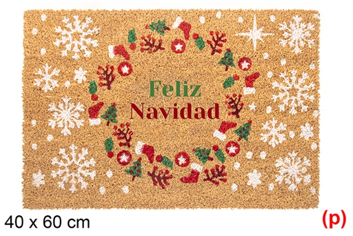 [118328] Doormat decorated Merry Christmas wreath 40x60cm