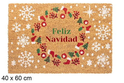 [118328] Felpudo decorado corona Feliz Navidad 40x60 cm