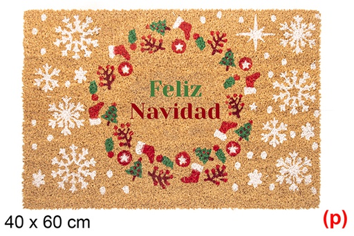 [118328] Paillasson décoré guirlande Feliz Navidad 40x60 cm