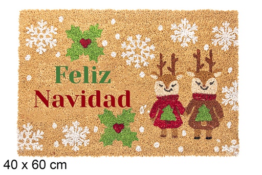 [118336] Capacho decorado rena Feliz Navidad 40x60 cm