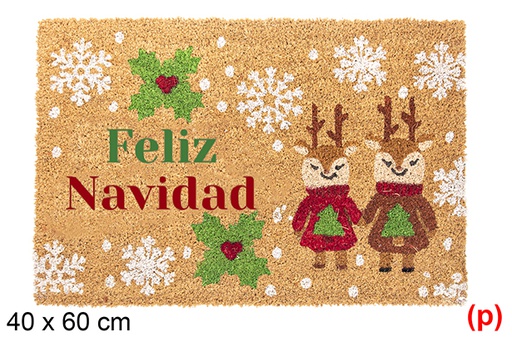 [118336] Capacho decorado rena Feliz Navidad 40x60 cm