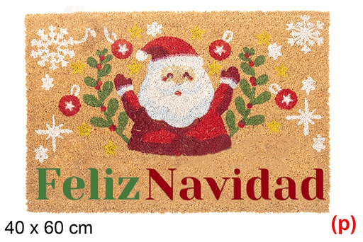 [118343] Felpudo decorado Papa Noel muérdago Feliz Navidad 40x60 cm