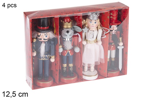 [118368] Pack 4 wooden Christmas nutcrackers assorted color 12,5 cm
