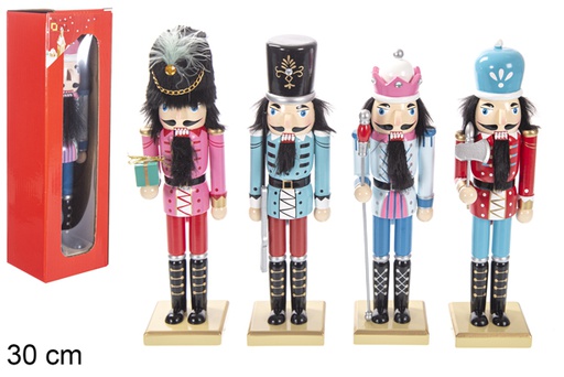 [118374] Cascanueces de Navidad de madera colores surtidos 30 cm